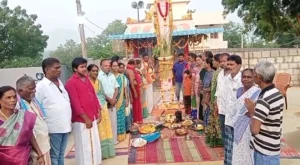 Flagstaff rituals and Abhishekam at the Sri Kollapuramma Temple.